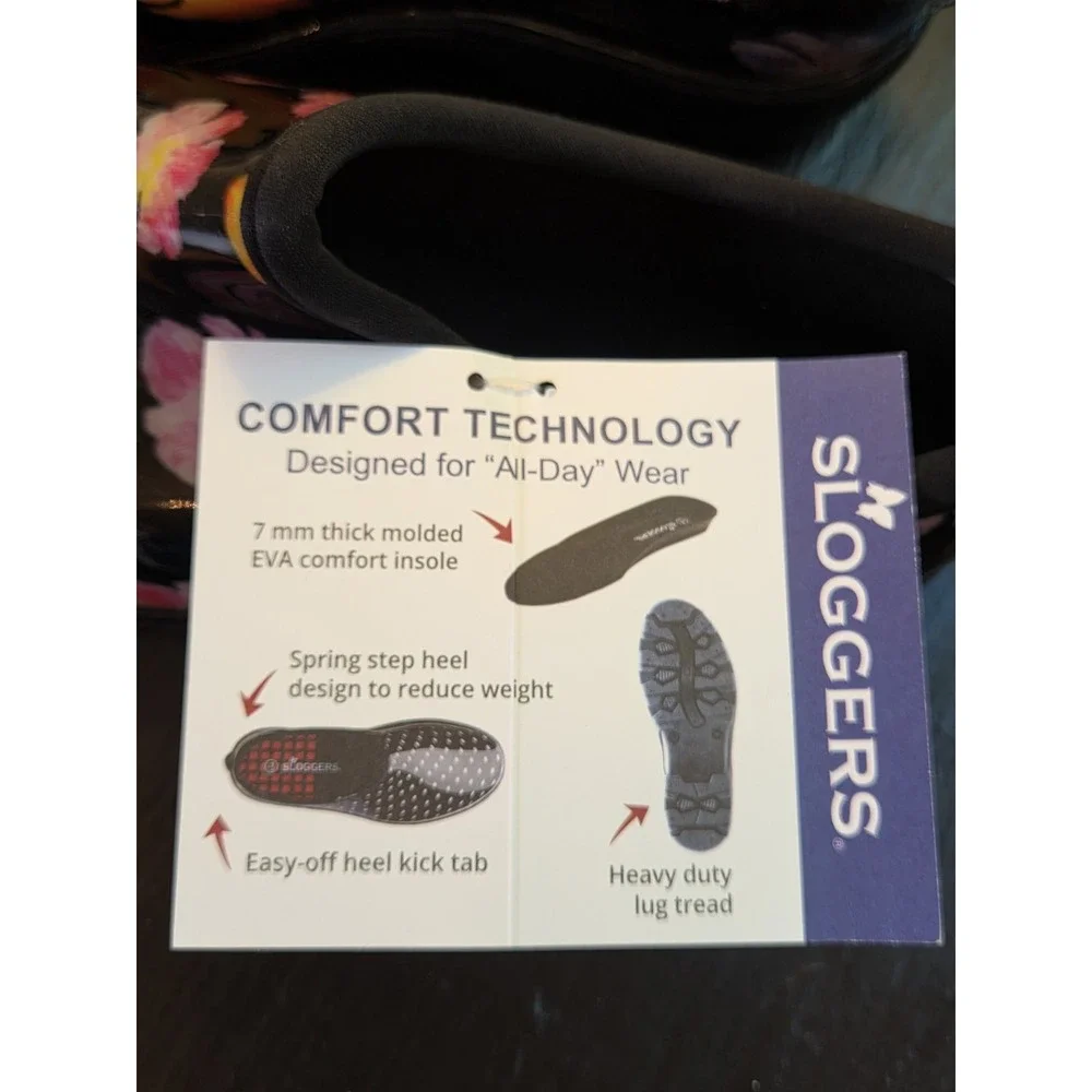 NEW! Sloggers Wms Waterproof Bold Floral Garden Shoes Multi Pansy Sz 7 Made USA